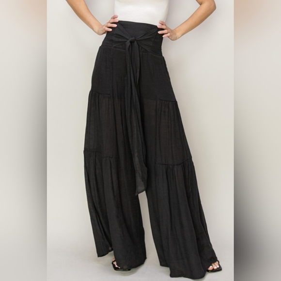 #630 SALE 🛑S,M,L NEW! Fabulous Boho Tie-Front Ruched Tiered Pants - Picture 7 of 12